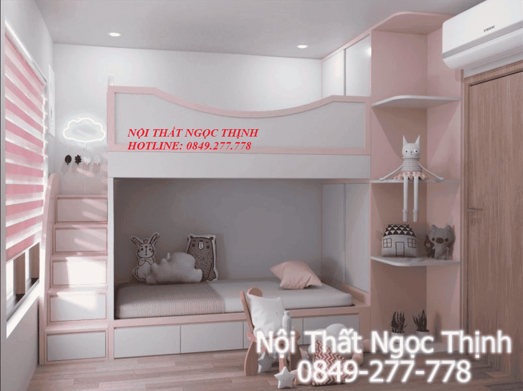 Giường tầng sắc hồng nữ tính GT7013